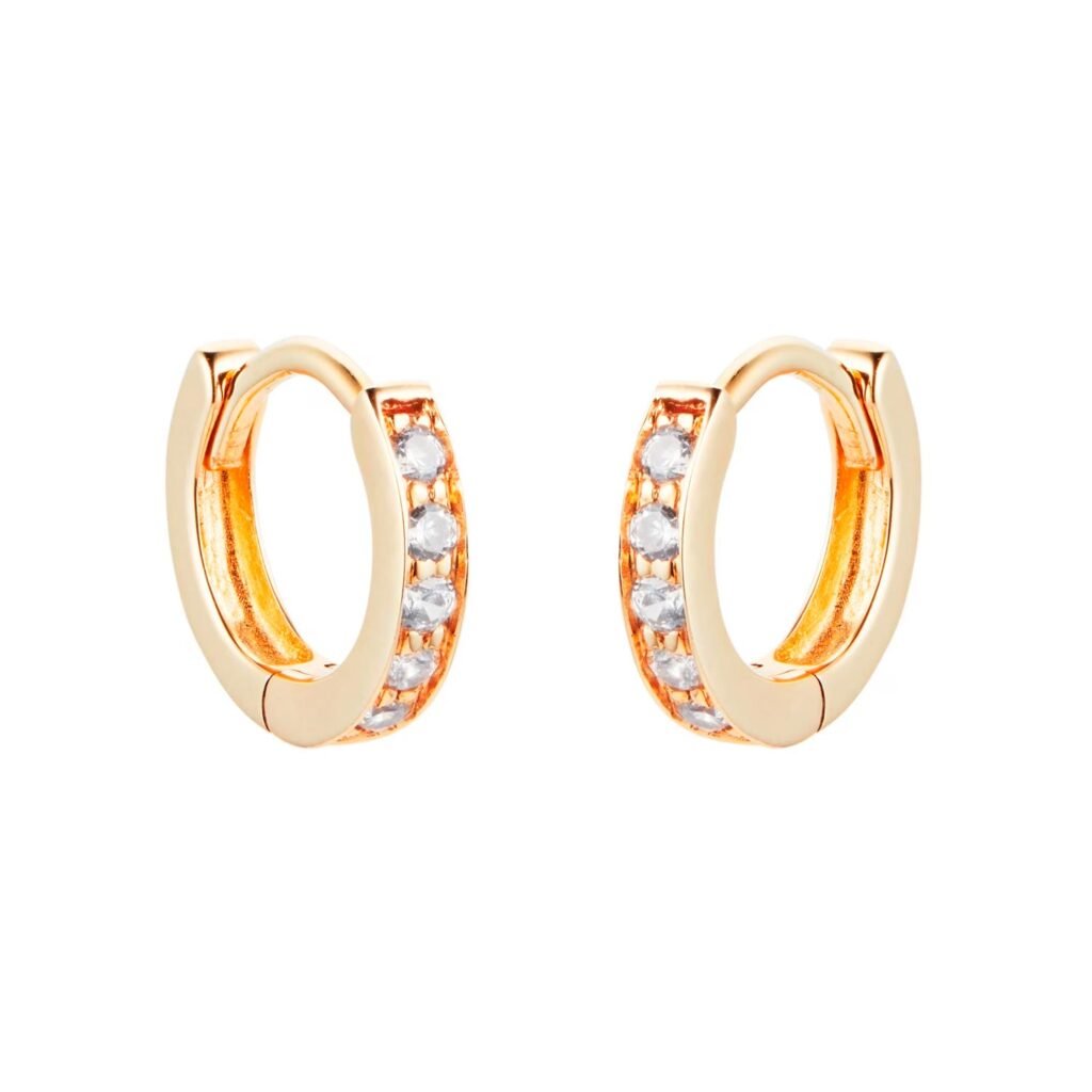 9ct Yellow Gold Cubic Zirconia Huggie Earrings