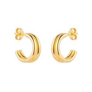 9ct Yellow Gold Double Layer Hoop Earrings