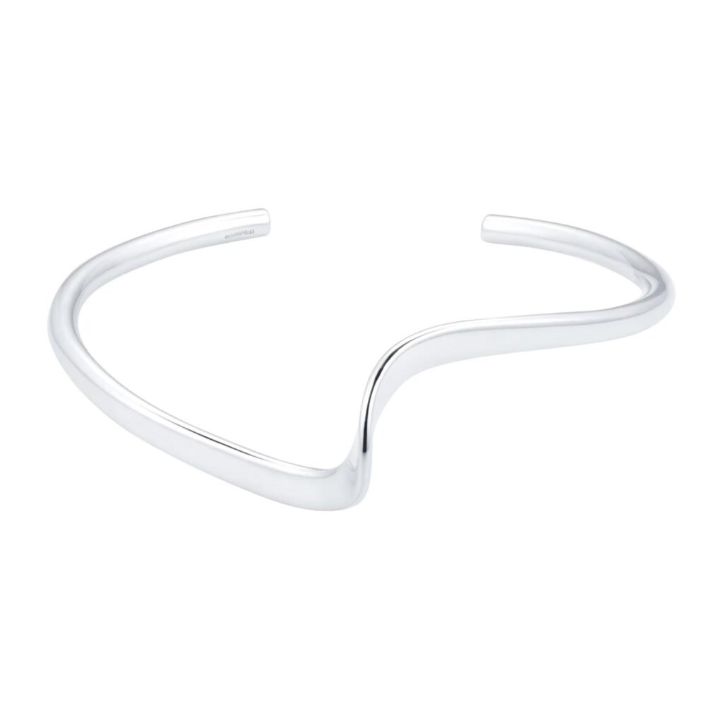 Silver Torque Wave Bangle S Design