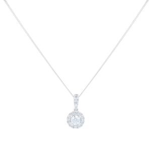 9ct White Gold 0.40cttw Round Halo Pendant