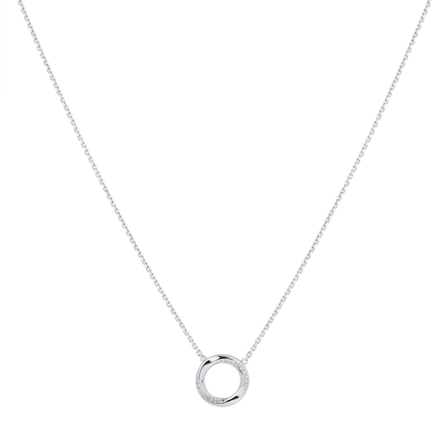 9ct White Gold 0.04 Carat Total Weight Diamond Circle Pendant - Image 3