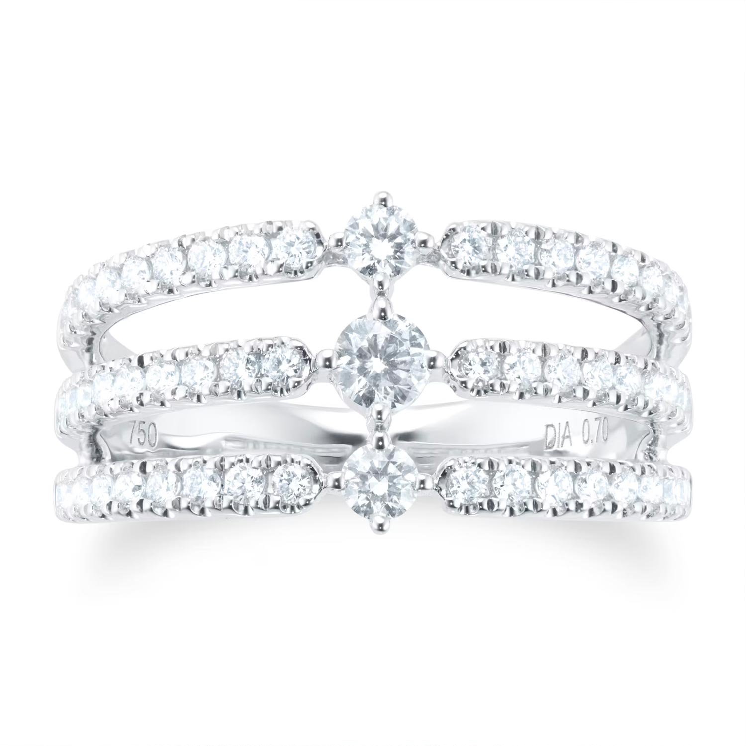 18ct White Gold 0.70ct Diamond Linear Band Ring - Image 4