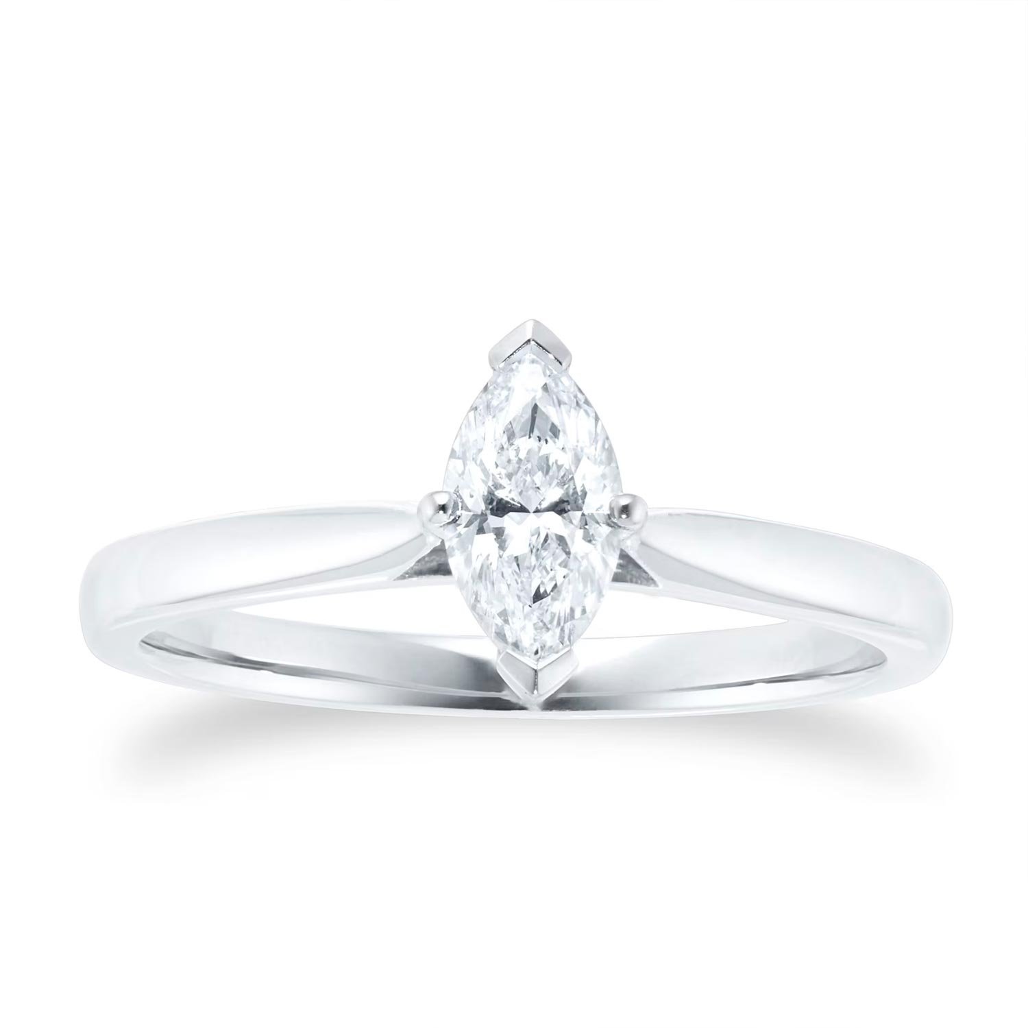 Platinum 0.50ct Marquise Cut Solitaire Engagement Ring - Image 4