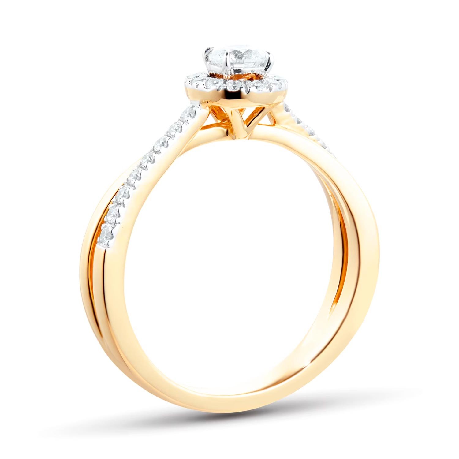 18ct Yellow Gold 0.40ct Round Halo Engagement Ring - Image 3